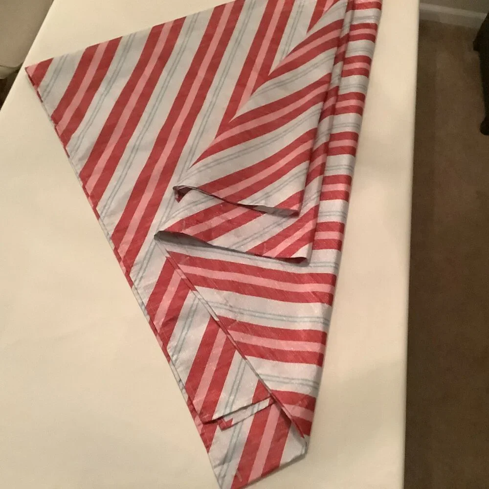 Shower Curtain Red White Green Stripe Slight Glittery Look